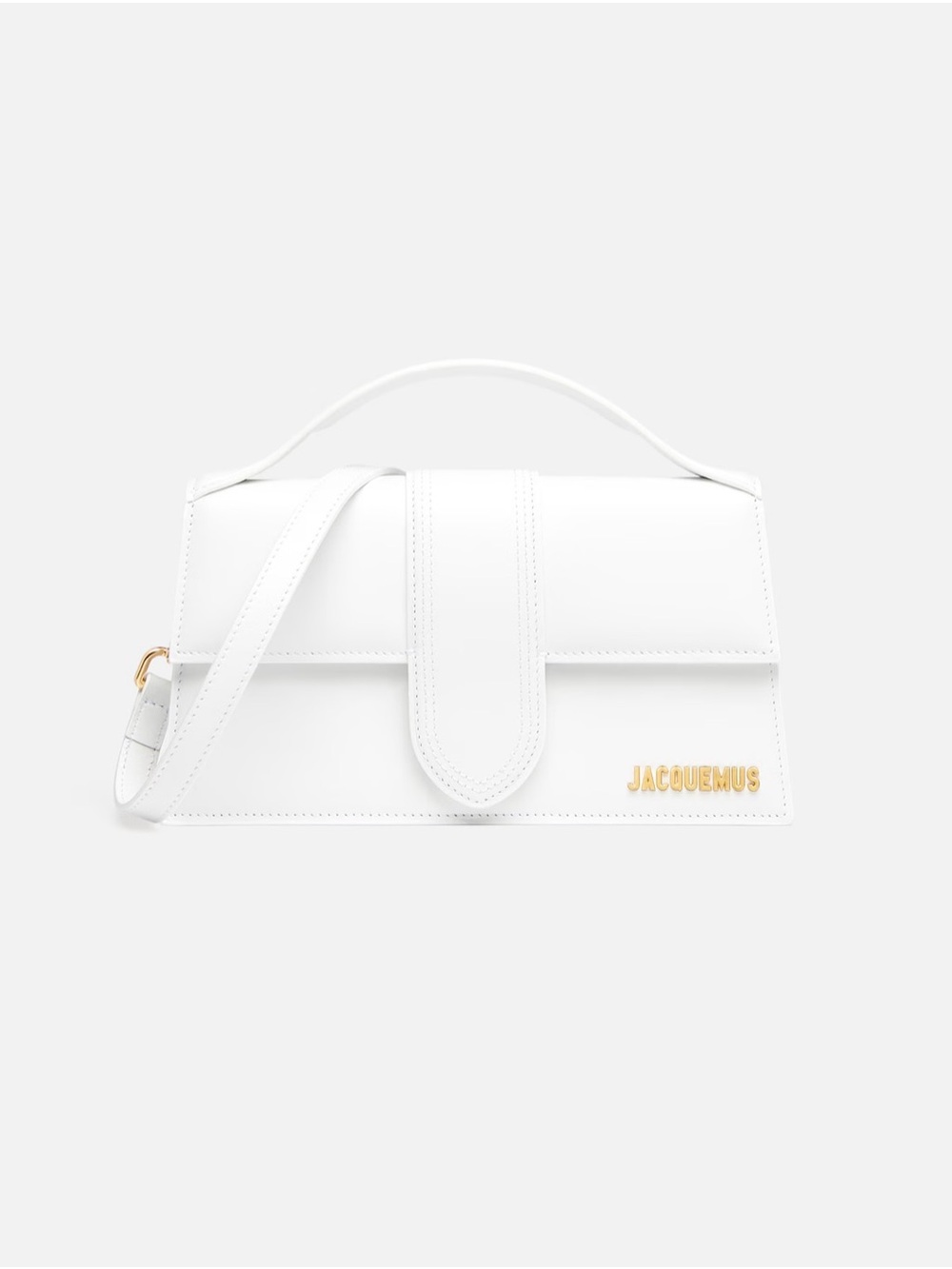 Jacquemus White Structured Top-Handle Satchel with Gold Logo